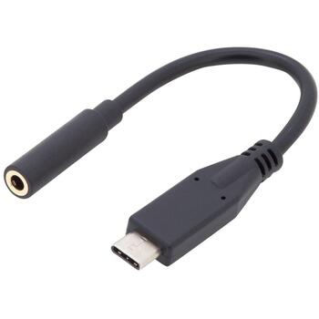 Digitus USB Type-C audio adapteris kabelis, AK-300321-002-S, 0.2m, 24bit/48KHz, USB 3.1, melns (AK-300321-002-S)