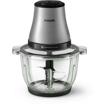 Philips Кухонный комбайн HR1503/00, 500W, 2 скорости, 2.0л чаша, 1.2м шнур, пластиковый корпус, серебристый (HR1503/00)