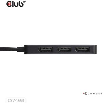 Club3D USB хаб CSV-1553 3 DisplayPort 4K60Hz, черный (CSV-1553)