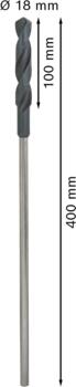 Urbis instal. un veidņiem 18,0x400,0 mm,1.gab., Urbjmašīnām/skrūvgriežiem, perforatora urbjiem PRO WOOD HSS INSTALĀCIJAS URBIS, 2608596340, BOSCH (2608596340)