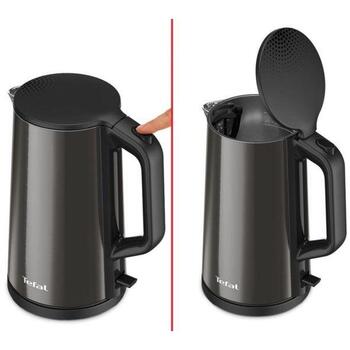 Tefal электрический чайник KI583E, 2000 W, 1.5 L, нержавеющая сталь, 360° вращающаяся база, графитовый цвет (KI583E)