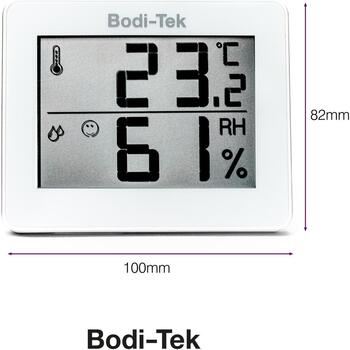 Bodi-Tek Комнатный термометр и гигрометр HGTH-EU/1,0, 0-50°C, 20-95% RH, цифровой, батарея, °C/°F переключение (HGTH-EU/1,0)
