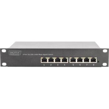 Digitus коммутатор DN-80114-1, 8x 10/100/1000 RJ-45, 16 Gbps, 8K MAC, 1U, неуправляемый, авто MDI/MDI-X, полный дуплекс (DN-80114-1)