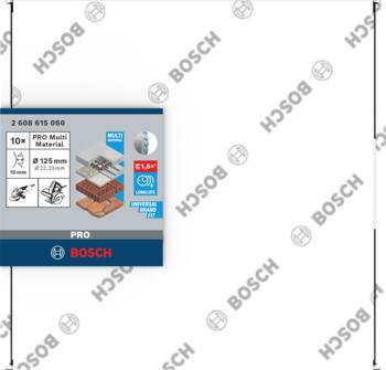 Dimanta grieš. disks * Universal 125mm 10gab, Mazām leņķa slīpmašīnām PRO MULTI MATERIAL DIMANTA GRIEZĒJDISKS, 2608615060, BOSCH (2608615060)
