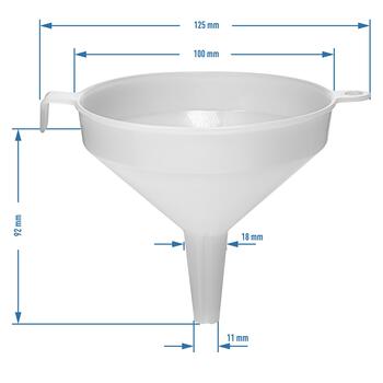 Browin 350010 пластиковая воронка, Ø10 см, 220 мл, горловина 1,8/1,1 см, белая (350010)