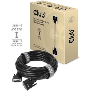 Club3D DVI-D кабель CAC-1220, 10 м, 28AWG, 2560 x 1600@60Hz, 1920 x 1080@120Hz, 24+1, прямой штекер, золотые контакты (CAC-1220)