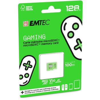Emtec microSDXC 128GB UHS-I U3 V30 A1 Gaming ECMSDM128GXCU3G, 128GB, 100MB/s, 50MB/s, A1, A2, Зеленый (ECMSDM128GXCU3G)