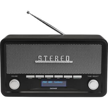 Denver Радиоприемник DAB-18 111111000510, 2x2W, Bluetooth, LCD, Будильник, 230V, 4xC батареи (111111000510)