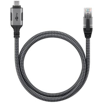 Goobay USB-A 3.1 uz RJ45 Ethernet kabelis, 1 m, 70696, CAT 6, 1 Gbps, metāla savienotāji, pītas kabeļa aizsardzība (70696)