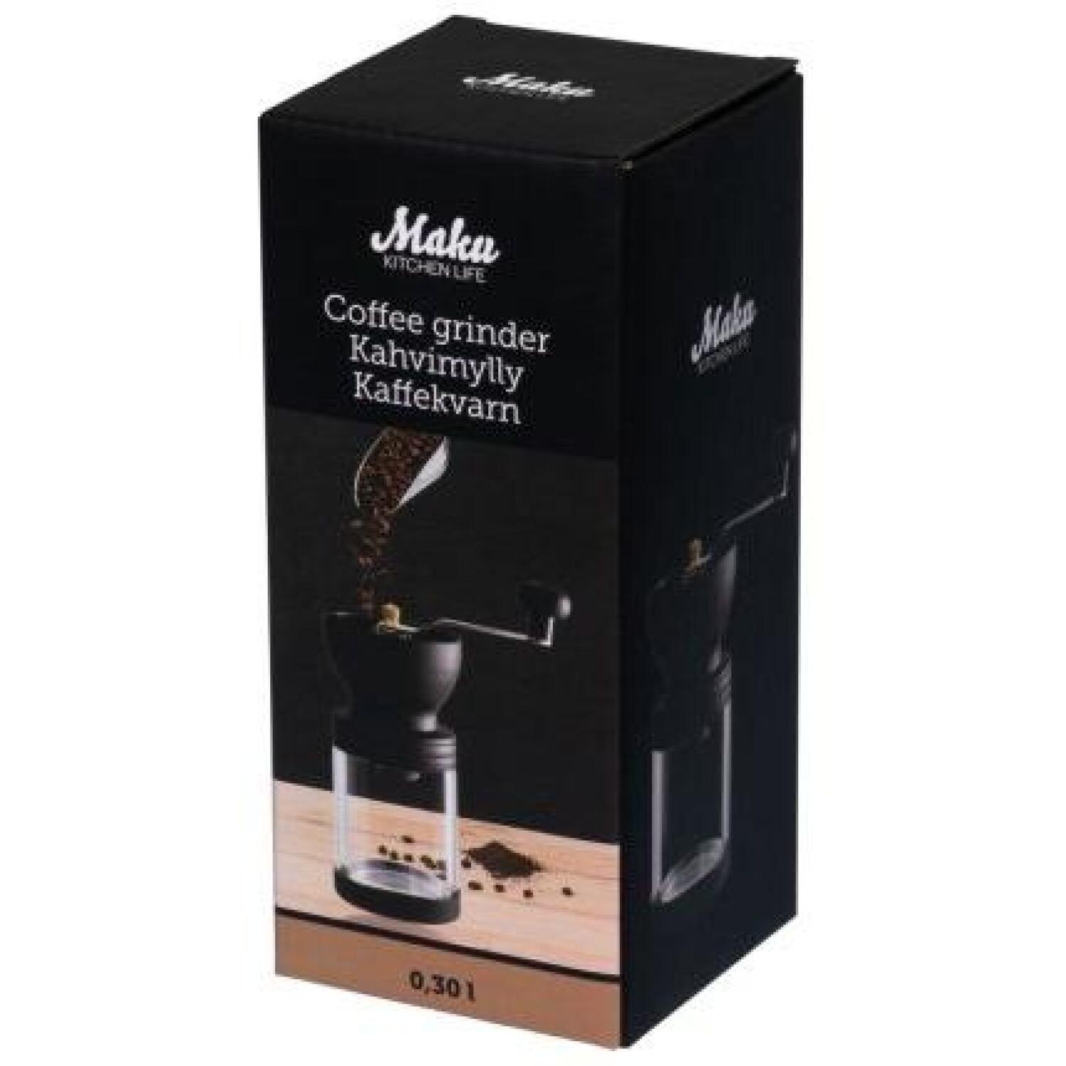 Maku кофемолка 2887917, 0.42кг, черный, 25.5x7x7см, 4 уровня помола, керамический механизм (2887917)