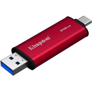 Kingston 512GB Dual USB-A/C Портативный SSD SPSD/512GB, 1050MB/s Чтение, 950MB/s Запись, 3D NAND, USB 3.2 Gen 2 (SPSD/512GB)