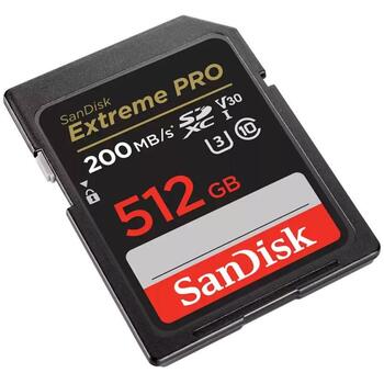 Sandisk Extreme PRO atmiņas karte SDSDXXD-512G-GN4IN, 512 GB, 200 MB/s, 140 MB/s, U3, V30, IPX7, triecienizturīga (SDSDXXD-512G-GN4IN)