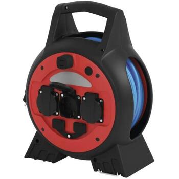 Emos Кабельная катушка с мобильным центром P08620W, 20 м, 3 розетки, 230 В, 13 А, IP44, 2× USB-A 2,1 A max. (P08620W)
