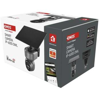 Emos IP камера, GoSmart Уличная камера IP-6000 OWL H4058, 3MPx, 105°, IP65, 4G/LTE, Li-ion 10 400 mAh, солнечная панель (H4058)