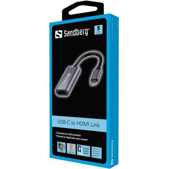 Sandberg Adapteris 136-12, 4K/60Hz, USB-C, HDMI, 16:9, USB Power Delivery, RoHS (136-12)