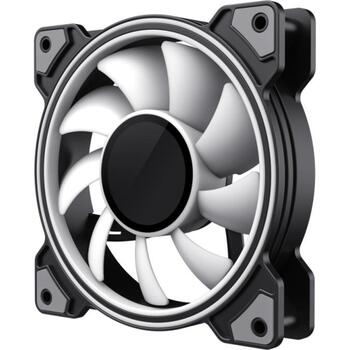Gamemax Korpusa ventilators DUAL RING INFINITY BK, 120mm, 47cfm, 1200rpm, 30dBA, caurspīdīgas ventilatora lāpstiņas (DUAL RING INFINITY BK)
