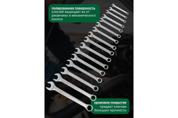 Rockforce RF-5161MP Набор комбинированных ключей, 16 шт, 6-24 мм, CrV, прямой, антикоррозийный (RF-5161MP)