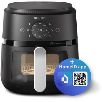 Philips Airfryer NA221/00, 1500 W, 4.2 L, 9 programmas, skārienekrāns, Rapid Air, melns/sudrabs (NA221/00)