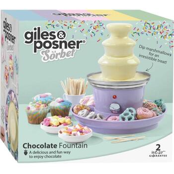 Giles & Posner Шоколадный фонтан EK3428GSPPVDE, 90 Вт, 500 мл, 3 уровня, 17 см размер тарелки, 2 подноса, 100 шпажек (EK3428GSPPVDE)