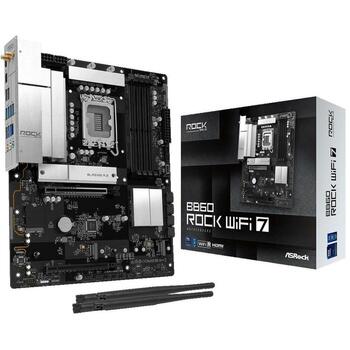 Asrock Mātesplate B860 ROCK WIFI 7, 8+1+1+1+1 jaudas fāzes, 4 x DDR5 DIMM, 1 PCIe 5.0 x16, 1 HDMI, 7.1 CH audio, 802.11be Wi-Fi 7 (B860 ROCK WIFI 7)