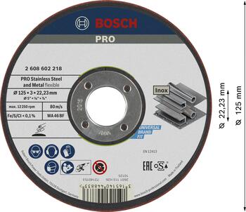 Slīpēšanas disks 125x3.0x22.23 mm, Mazām leņķa slīpmašīnām PRO SEMI-FLEXIBLE SLĪPRIPA AR SAISTVIELĀM, 2608602218 BOSCH (2608602218)