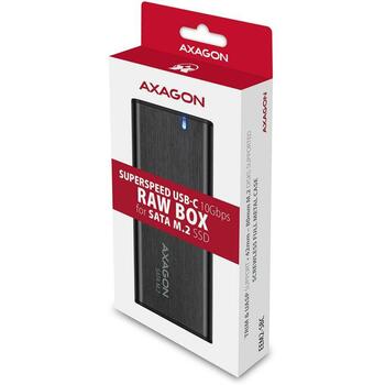 Axagon SSD корпус EEM2-SBC M.2 SATA, 10Gb/s, USB-C 3.2 Gen 2, черный, безвинтовой, 42/60/80 мм (EEM2-SBC)