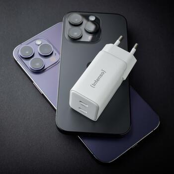 Intenso strāvas adapteris 7804012, 2x USB-C, 100-240 V, 40 W, ātrā uzlāde, balts (7804012)