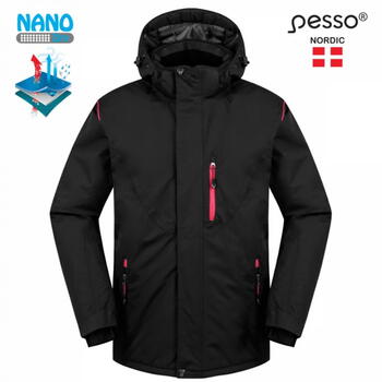 Pesso Ziemas jaka Helsinki HELSINKI_J-4XL, 4XL, melna, 5000mm, 3000g/m² 24h, vēja aizsardzība, noņemama kapuce (HELSINKI_J-4XL)