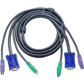 Aten KVM кабель, 3M PS/2, 2L-1003P/C, 3м, 2 x 6 pin mini-DIN M, 1 x HDB-15 M (2L-1003P/C)