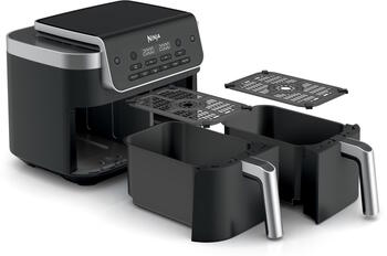 Ninja Foodi Dual Zone DZ801EU karstā gaisa fritieris cepšanai un gatavošanai 2470W 7.6L 2x3.8L 6 programmas 40-240°C DualZone (DZ801EU)