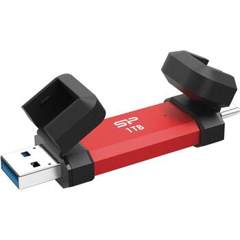 Silicon Power DS72 USB флешка SP001TBUC3S72VPR, 1000 ГБ, USB Type-A/USB Type-C 3.2 Gen 2, красная (SP001TBUC3S72VPR)