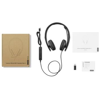 Lenovo наушники 4XD1M45627, USB-C, черные, стерео, шумоподавление, микрофон, ответить/завершить (4XD1M45627)