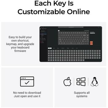 Keychron Клавиатура Q1M-M4 RGB, 81 клавиша, 2.4 GHz, Bluetooth 5.1, механические переключатели, PBT клавиши, 1000 Гц, черный (Q1M-M4)