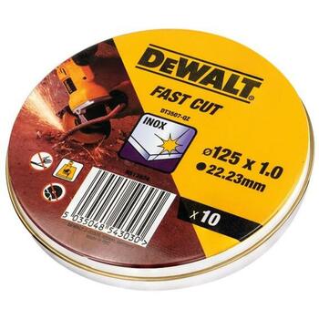 Dewalt Режущий диск DT3507-QZ 125 мм, 1 мм, 22,23 мм, Плоский, Нержавеющая сталь, 10 шт. (DT3507-QZ)