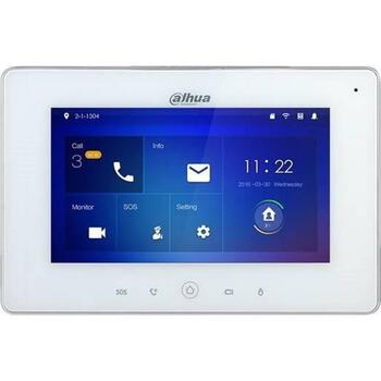 Dahua VTH5221DW-S2 7″ IP Wi-Fi видеодомофон iekštelpu monitors 7″ TFT капацитивный сенсорный 1024×600 Wi-Fi SIP H.264 двусторонний аудио microSD до 32 GB PoE/DC 12 V Белый (VTH5221DW-S2)