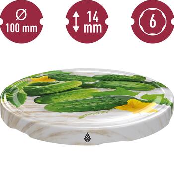 Browin крышка для банки, 100мм, 10 шт., 22г, 10.4см, 1.4см, металл, плотное закрытие, интересный дизайн (136813)