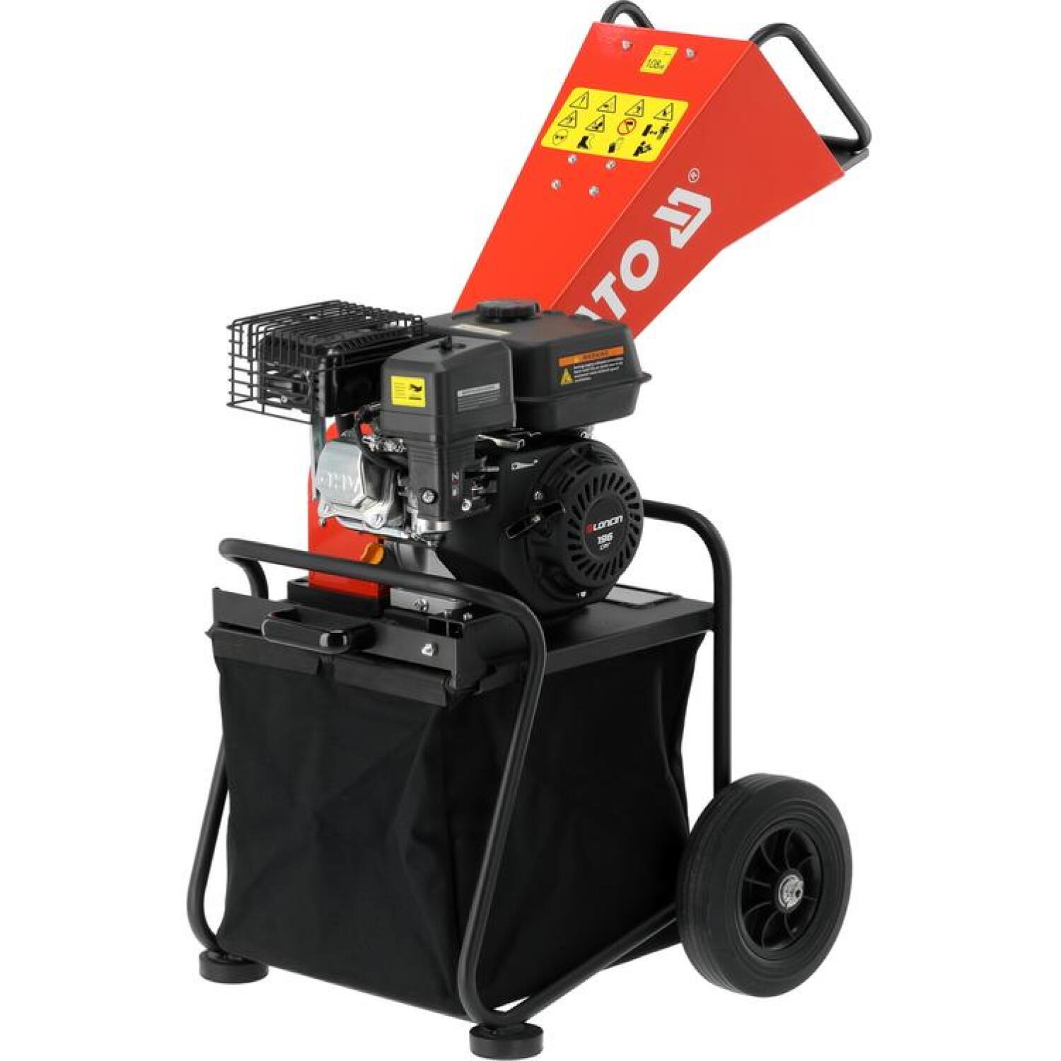 Yato benzīna smalcinātājs YT-86150, 196 cm³, 4.1 kW, 3600 min⁻¹, 50 mm, 64 l, 3.6 l, 0.6 l, 10