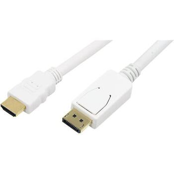 Logilink kabelis DisplayPort uz HDMI CV0055, 2 m, 1920x1080, zelta kontakti, ekranēts, baltā krāsā (CV0055)