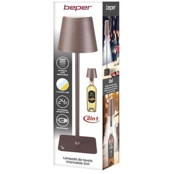 Beper Настольная лампа P201UTP113, 2W, 2000mAh, IPX4, железо, акрил, коричневый, 1 лампочка, регулируемая температура света (P201UTP113)