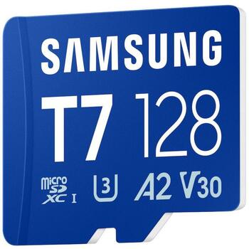 Samsung microSD карта T7 128GB MB-MB128T/WW, 170MB/s, UHS-I, V30, A2, водонепроницаемая, термостойкая, рентгенозащитная (MB-MB128T/WW)