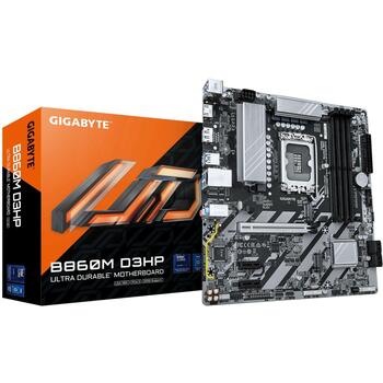 Gigabyte Mātesplate B860M D3HP 1.0, 4+1+2+1 fāzes VRM, līdz 9066MHz DDR5, 2xPCIe 4.0 M.2, GbE LAN, USB 3.2 Gen 1 (B860M D3HP 1.0)