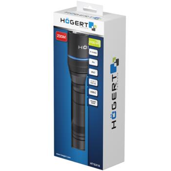Hogert HT1E416 LED lukturis, 3100 lm, IPX7, 4500 mAh, USB-C, tālummaiņa, power bank, 4 režīmi (HT1E416)