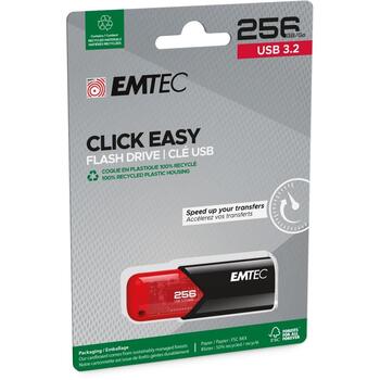 Emtec USB флешка B110 ECMMD256GB113, 256GB, USB 3.2, 20Mbps, 10Mbps, черный/красный, 100% переработанный пластик (ECMMD256GB113)