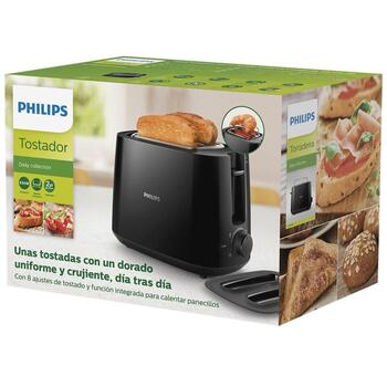Philips Daily collection grauzdētājs HD2582/90, 830 W, 2 atveres, plastmasa, melns, 8 brūnināšanas iestatījumi, iebūvēts sildītājs (HD2582/90)