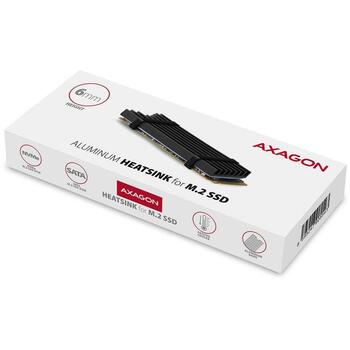 Axagon M.2 охладитель CLR-M2L6, 2280, 6 мм, черный, пассивный радиатор, 2 термопрокладки в комплекте (CLR-M2L6)