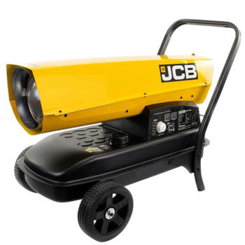 JCB dīzeļdegvielas un petrolejas sildītājs darbnīcām un būvlaukumiem 37kW 800m³ termostats 38L 3.8L/h riteņi JCB-SH140DP24 (JCB-SH140DP24)