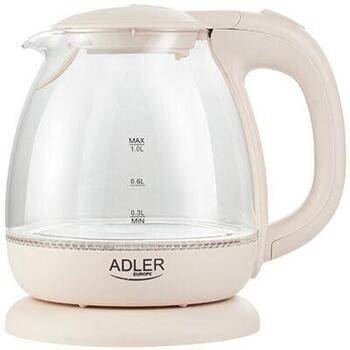 Adler Чайник AD 1283C, 900 W, 1 L, Стекло, 360° поворотная база, Кремовый (AD 1283 cream)