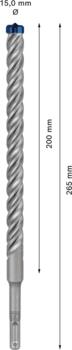 Triecienurbis SDS plus-7X 15x200x265mm, 1 gab., Perforatora urbjiem EXPERT SDS PLUS-7X TRIECIENURBIS PERFORATORIEM, 2608900128, BOSCH (2608900128)