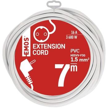 Emos Удлинитель P0127R, 7м, 1x2P+PE SCHUKO, 3 680W, PVH, защита от детей (P0127R)