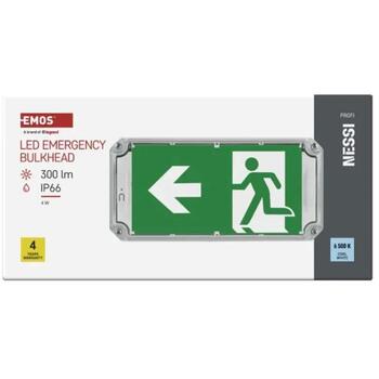 Emos LED аварийный светильник NESSI ZN2130, 4 W, 3 h, IP66, LED, 300 lm, 220-240 V AC, LiFePo4, белый, 6 500 K (ZN2130)